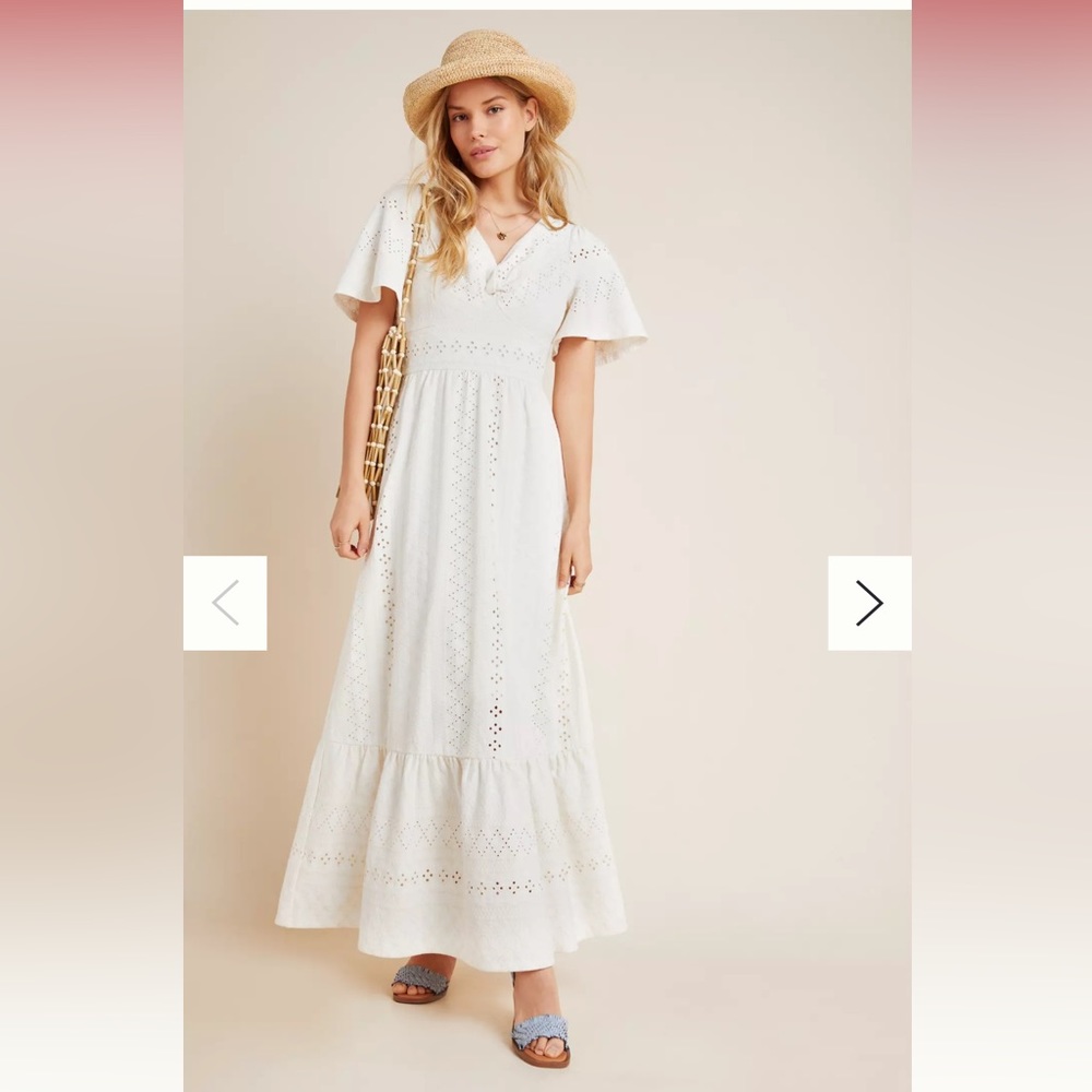 Gently Used XS Maeve Rochelle Eyelet White Maxi Dress